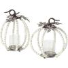 imageSullivans White Distressed Beaded Pumpkin Pillar Candle Holder Set of 2 Decorative Candle Holders for Table Centerpiece Perfect for Home Decor Weddings Dinning and Gifts
