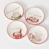 imageSullivans Cocoa Dessert Snack Plate Set of 4 Christmas Salad Plate Dessert and Appetizer PlatesVintage Style Dinnerware Red Trim Holiday Dishes 8x8Inches