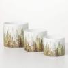 imageSullivans Forest Scene Planter Set of 3 Ceramic Pots with Watercolor Pine Tree Pattern Graduated Sizes for Christmas Decor Outdoor Use Great Gift