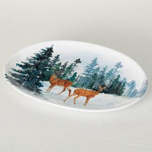 image15quotL Sullivans Forest Deer Scene Platter Multicolored