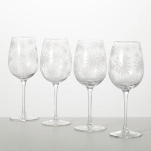 imageSullivans 9quot H Snowflake Wine Glass Set of 4 Clear Christmas Decor Wine Glasses Wine Glass Set Glassware Drinkware Hostess Gifts Hosting Decor