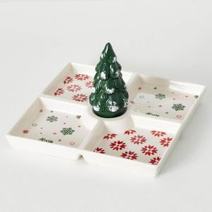 imageSullivans Festive Christmas Tree 4 Section Server with Tree Handle Four Section Divided Serving Tray for Nuts candies Condiments and Holiday Treats