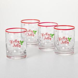 imageSullivans Holly Jolly Low Ball Glass  Set of 4