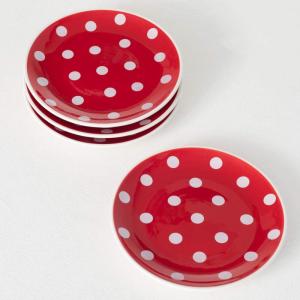 imageSullivans Polka Dot Plate Set Of 4 Snack Plate Set of 4 Christmas Salad Plate Dessert and Appetizer PlatesVintage Style Dinnerware Holiday Dishes 8x8Inches