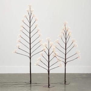 imageSullivans Christmas Outdoor Lighted Twig Tree Set LED Outdoor Christmas Decor LED Lights Outdoor Decor Brown 36 475 and 60 inches Tall