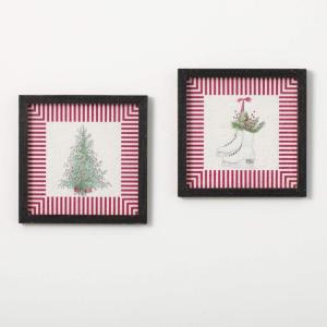 imageSullivans Christmas Tree and Skates Watercolor Wall Art Set of 2 Artwork Decoration Perfect for Office Living and Dining Rooms Kitchens and Bathrooms