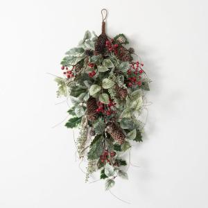 imageSullivans Frosted Holly with Pinecone Swag 28 Inch Artificial Greenery Decor Lifelike Design Easy Maintenance for AllYear Display Perfect for Windows Door and Curtain Accents