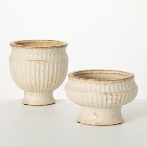 imageSullivans Wide French Ceramic Urn Set of 2 Home Dcor Accents Living Room Dcor and Accessories Table and Mantle Decorations