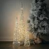 imageSullivans 355quot H 235quot H and 1575quot H Silver Outdoor Lighted Cones LED Christmas Decor LED Lights Christmas Decorations Holiday Decor Floor Decor