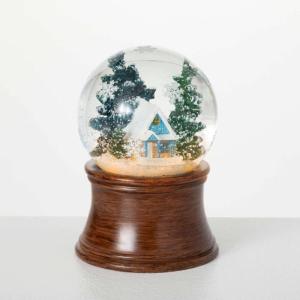 imageSullivans LED Blue Cabin Snow Globe Light Up Home Decorations for Living Room Snow Globes Collectible Gifts for Book Shelf TV Cabinet Desktop Decor