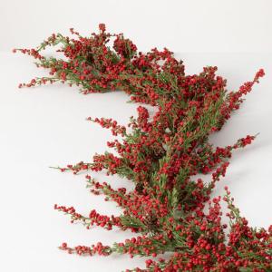 imageSullivans 5Foot Cedar ampamp Red Berry Christmas Garland Artificial Greenery Seasonal Holiday Decor Perfect for Weddings Fireplace Mantels Dining and Living Room