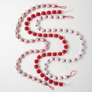 imageSullivans 6Foot Candy Cane Style Fabric Ball Christmas Garland Set of 3 Artificial Greenery Seasonal Holiday Decor Perfect for Weddings Fireplace Mantels Dining and Living Room