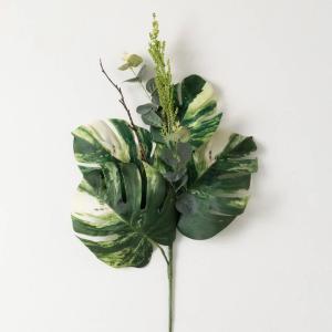 imageSullivans Fake Plants Variegated Leaf Stems for Indoor 285quot Artificial Large Green Cream Monstera ampamp Mixed Greenery Spray for Vase or Arrangement in Living Room Home ampamp Office Dcor Shelf Decorations