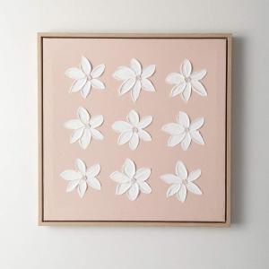 imageSullivans Wall Dcor Wall Art Flowers Dcor 2375quot Square Textured Ivory Flowers on Pink Canvas in Natural Wood Frame Artwork Decorations Hanging Art Bedroom Office Home Gallery Wall Entrway