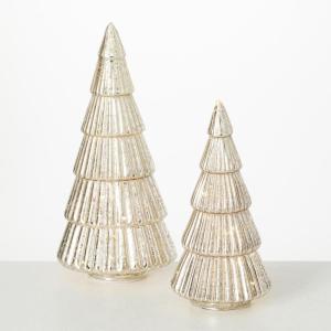 imageSullivans Christmas Lighted Glass Tree Set of 2 Christmas Decor Holiday Decor Tabletop Christmas Decorations LED Christmas Decor Gold 95 ampamp 11175 inches Tall