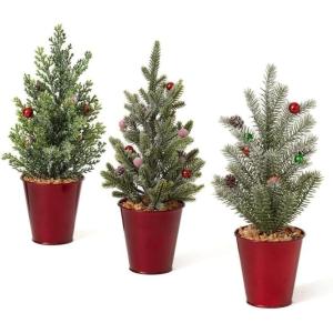 imageSullivans 12quot Potted Pine Artificial Tree Set of 3 Christmas Dcor Trees Holiday Decor Christmas Tabletop Trees Mantle Decor Christmas Decorations