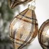 imageSullivans Neutral Plaid Glass Christmas Ornament Set of 3 Plaid Ornaments Sets for Christmas Tree Hanging Ornament Indoor Decor 4quot H 45quot H ampamp 55quot H