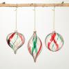 imageSullivans Green Red Striped Ornament Multicolor 4quot H Glass Set of 3 Christmas Dcor Christmas Tree Dcor Ornament Set Christmas Decorations