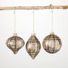 imageSullivans Neutral Plaid Glass Christmas Ornament Set of 3 Plaid Ornaments Sets for Christmas Tree Hanging Ornament Indoor Decor 4quot H 45quot H ampamp 55quot H