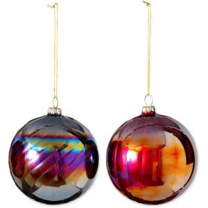 imageSullivans 4quot Iridescent Red Ornaments  Set of 2  Home for The Holidays  Christmas Tree Ornaments  Iridescent Ornaments  Opalescent Christmas Decor