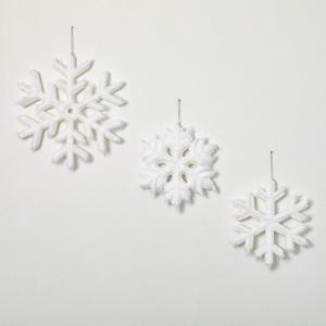 imageSullivans Faux Fur Snowflake Ornaments White 14quot H Set of 3 Christmas Dcor Christmas Tree Dcor Ornament Set Christmas Decorations