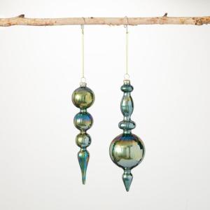 imageSullivans Lustrous Teal Finial Multicolor 10quot H Glass Set of 2 Christmas Dcor Christmas Tree Dcor Ornament Set Christmas Decorations