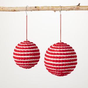 imageSullivans Red ampamp White Pompom Ornaments Multicolor 5quot H Set of 2 Christmas Dcor Christmas Tree Dcor Ornament Set Christmas Decorations