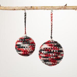 imageSullivans Sullivans RedBlack Knit Ball Ornaments Multicolor 6quot H Set of 2 Christmas Dcor Christmas Tree Dcor Ornament Set Christmas Decorations