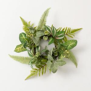 image:imageSullivans Candle Ring Fake Mixed Greenery Mini Wreath Small 45 Green Leaf Wreath for Indoor for Candle Holder Pillar Candle Dcor for Home Office Shelf Fireplace Mantel Table Decorations