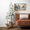 image:imageSullivans Flocked Pencil Pine Tree in Burlap Stand Set of 2 4 6 H and 36 H Artificial Christmas Tree Dcor for Home Holiday Decoration