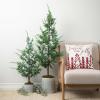 image:imageSullivans Potted Green Cypress Tree Set of 2 4 6 H and 38 H Artificial Christmas Tree Dcor for Home Holiday Decoration