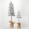 image:imageSullivans Flocked Pencil Pine Tree in Burlap Stand Set of 2 4 6 H and 36 H Artificial Christmas Tree Dcor for Home Holiday Decoration