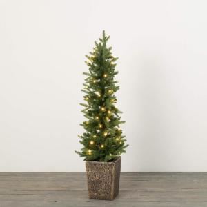image:imageSullivans 4 Foot Medium LED Lit Pine Tree Set in Planter Artificial Christmas Tree Dcor for Home Holiday Decoration