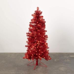 image:imageSullivans 4 Foot Red Illuminated Tinsel Christmas Tree Christmas Dcor Trees Holiday Decor Christmas Tabletop Trees Mantle Decor Christmas Decorations