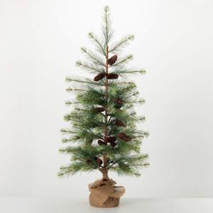 image:imageSullivans 50 Inch Small Black Hill Pine Tree in Burlap Stand Artificial Christmas Tree Dcor for Home Holiday Decoration