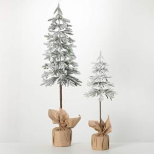 image:imageSullivans Flocked Pencil Pine Tree in Burlap Stand Set of 2 4 6 H and 36 H Artificial Christmas Tree Dcor for Home Holiday Decoration
