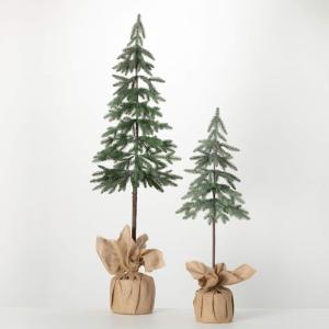 image:imageSullivans Pencil Pine Tree in Burlap Stand Set of 2 36 H and 54 H Artificial Christmas Tree Dcor for Home Holiday Decoration