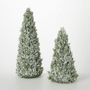 image:imageSullivans White Berry Snow Frosted Tree Set of 2 17 H and 22 H Artificial Christmas Tree Dcor for Home Holiday Decoration