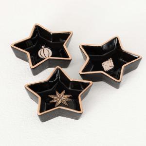 image:imageSullivans Black Ceramic Christmas Dip Bowl Set of 3 Ice Cream Dessert Salad and Pasta Holiday Dinnerware Dishes