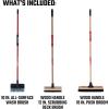 imageCRAFTSMAN CMXMKIT0080 3Piece Heavy Duty Cleaning Tool Set with 10 inAllSurface Wash12 in Scrubbing Deck Brush ampamp 18 in Push Broom Brown3Piece Seasonal CleanUp Pack