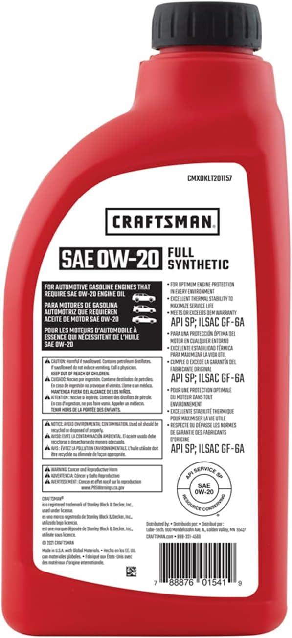 imageCRAFTSMAN Oil Change Kit Compatible With Toyota Corolla Prius Lexus CT200h 45 Qt 0W20 Full Synthetic In The Kit 45 Quarts of Oil 1 Filter 1 Crush Washer 1 Oil Change Sticker CMXOKLT200883