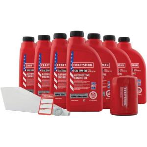 imageCRAFTSMAN 7 Quart 5W30 Full Synthetic Oil Change Kit Compatible With Ford F250 F350 F450 F550 Super Duty  In The Kit 7 Quarts Oil 1 Filter 1 Crush Washer 1 Oil Change Sticker CMXOKLT200880
