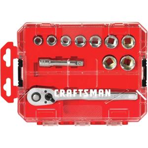 imageCRAFTSMAN Socket Set with Ratchet SAE 38quot Drive 11Piece Set with Case CMMT12027MM  11 Piece