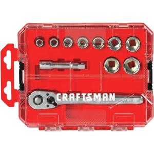 imageCRAFTSMAN Socket Set with Ratchet SAE 38quot Drive 11Piece Set with Case CMMT12027SAE 11 Piece