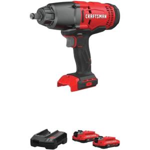imageCRAFTSMAN V20 Cordless Impact Wrench with Battery ampamp Charger Starter Kit 20 Ah CMCF900B ampamp CMCB2022CKw 2Ah Battery  Charger