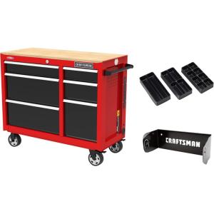 imageCRAFTSMAN Workbench Tool Storage 6Drawers with Tray and Holder Set 41inch Rolling CMST34062RBNew Red