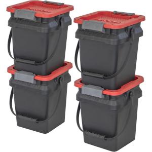 imageCraftsman 5Gallon Highly Durable Storage Bucket ampamp Dual Latching Lid 148H x 12W x 132D Versatile Stacking Tote and WeatherResistant Design American Made 4 Pack5 Gallon
