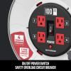 imageCRAFTSMAN Contractor Edition Retractable Extension Cord Reel 75 Ft with 4 Outlets ampamp Heavy Duty 12AWG SJTW Cable100 ft