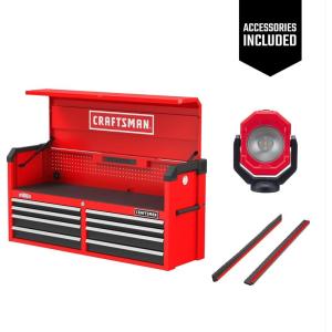 imageCRAFTSMAN S2000 52IN 8DRAWER CHEST WLIGHT ampamp DIVIDER CMST35282BKNew Red