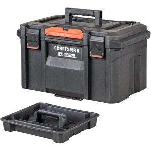 imageCRAFTSMAN TRADESTACK Tool Box Waterproof IndoorOutdoor Stackable Tool Storage Lockable 21 Inch CMST21430